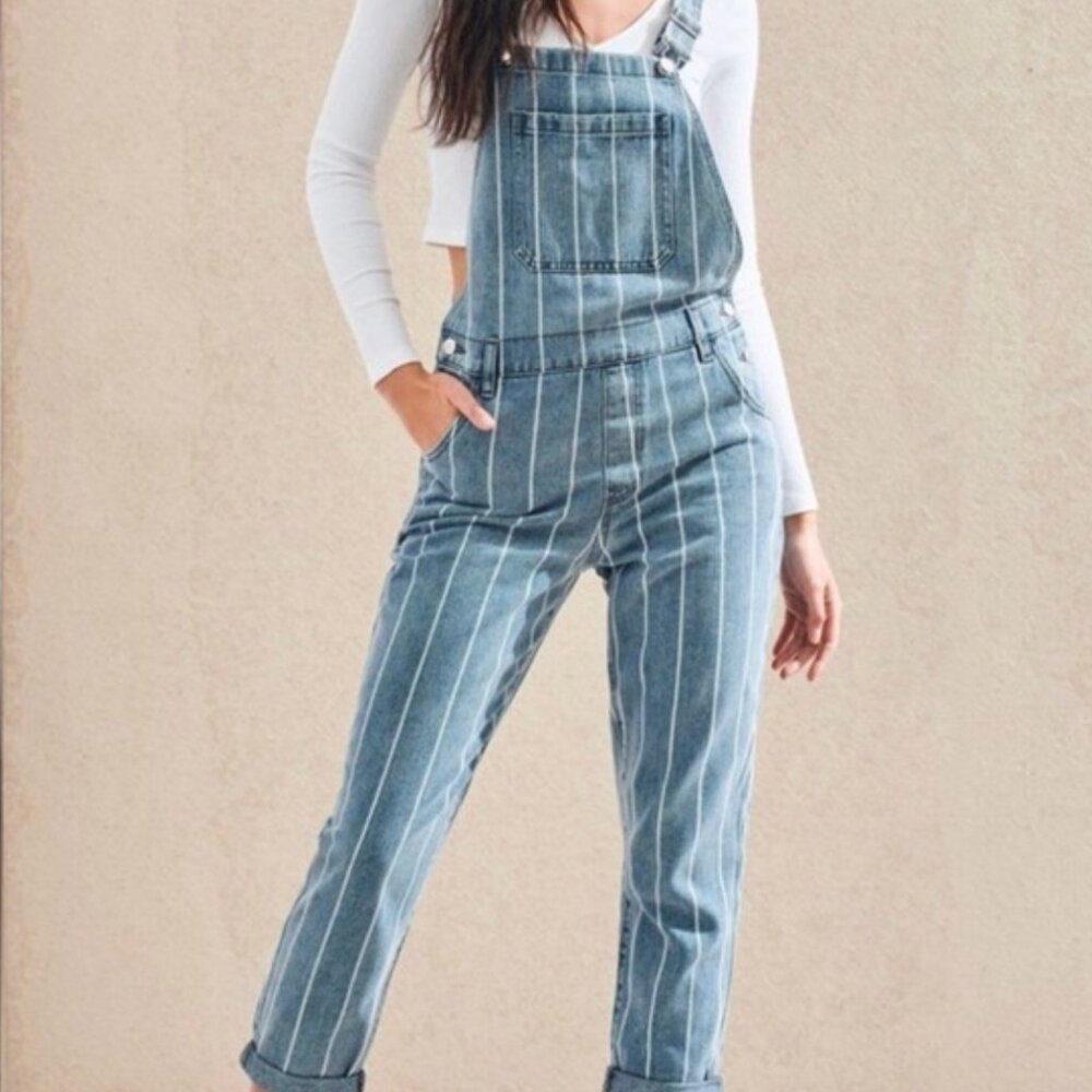 PACSUN Striped Jean Overalls. Size 27.